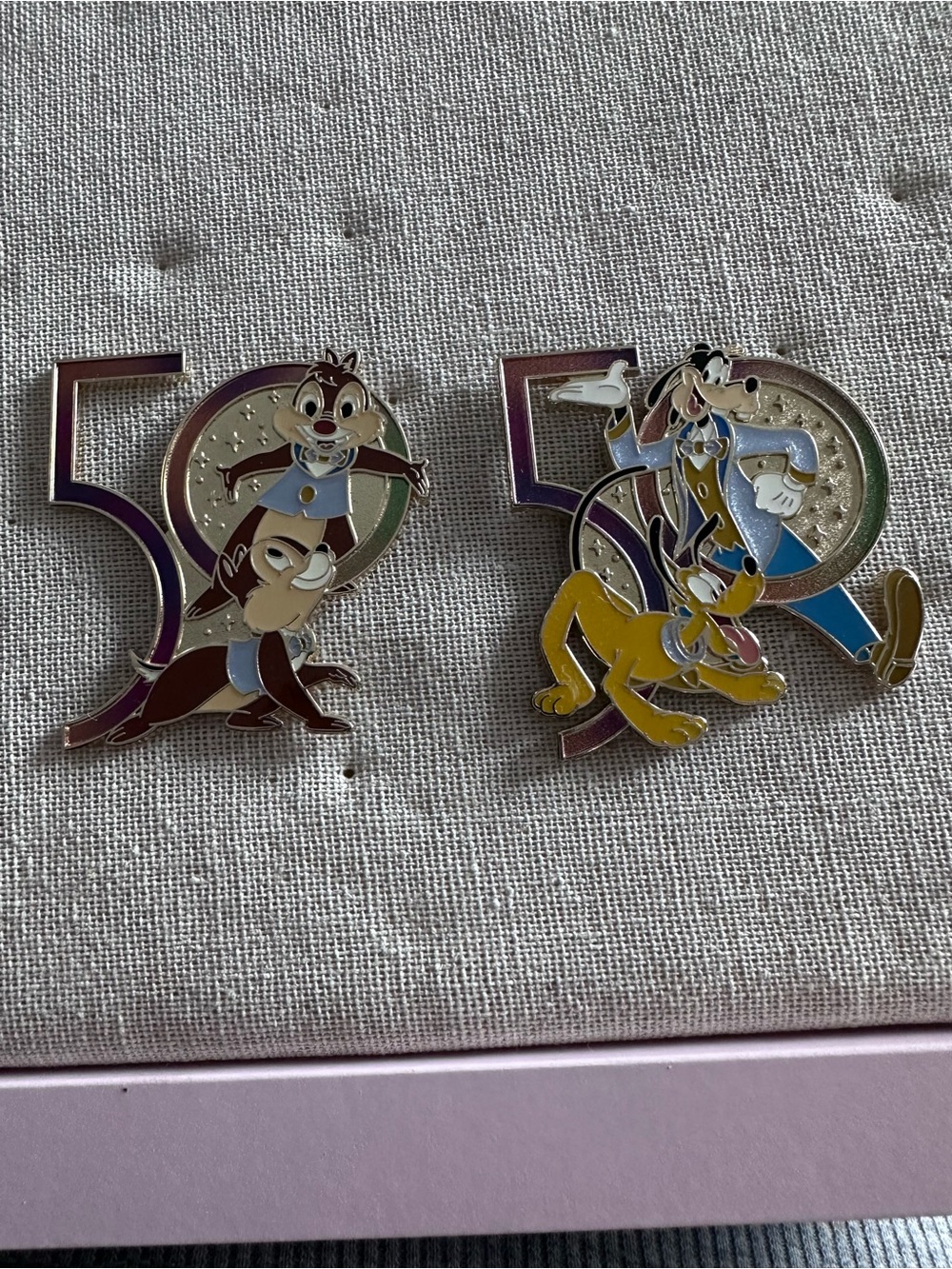 Disney Parks 50th Pin Duo Featuring Chip, Dale, Goofy & Pluto